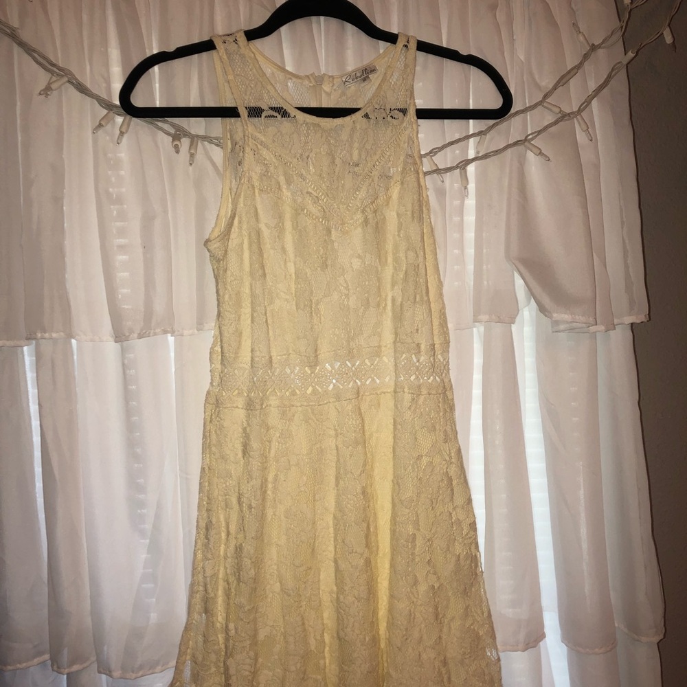 lace white skater dress